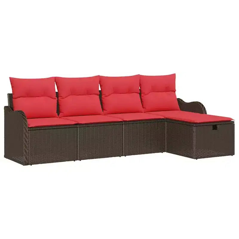 vidaXL Garden Sofa Set 5 pcs Brown and red 231 x 117 x 85 cm
