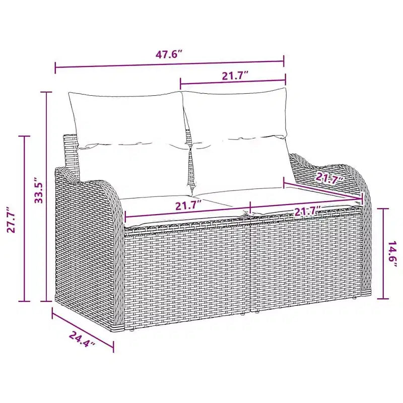 vidaXL Salon de jardin 5 pcs Marron et rouge 231 x 117 x 85 cm