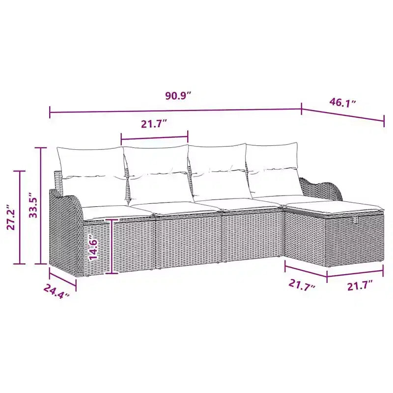 vidaXL Salon de jardin 5 pcs Marron et rouge 231 x 117 x 85 cm