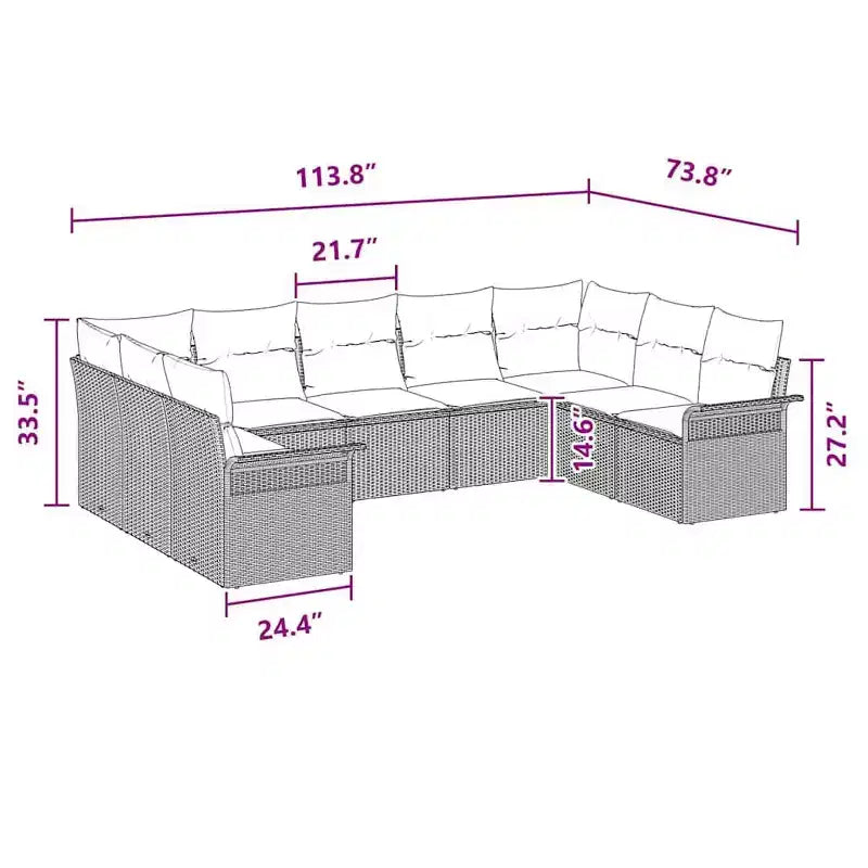 vidaXL Salon de jardin avec coussins 9 pcs Résine tressée marron