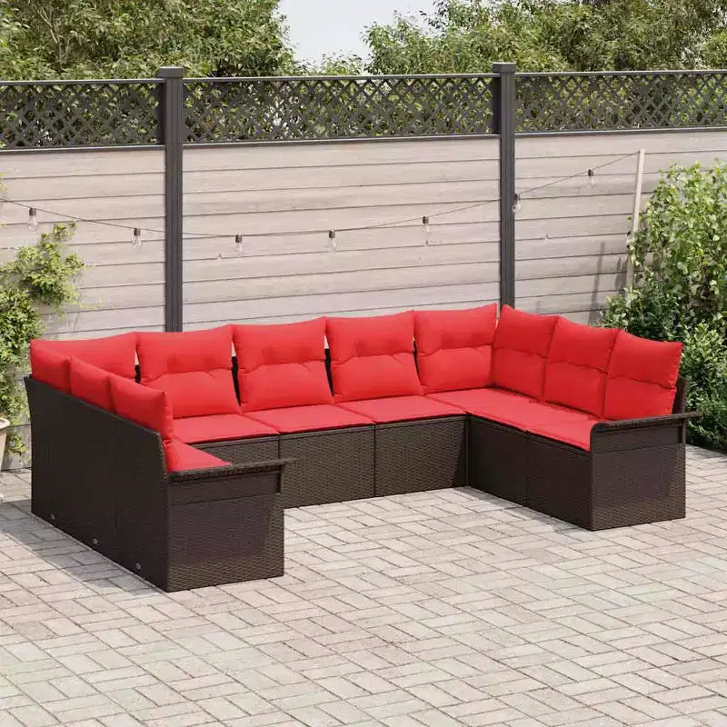 vidaXL Salon de jardin avec coussins 9 pcs Résine tressée marron
