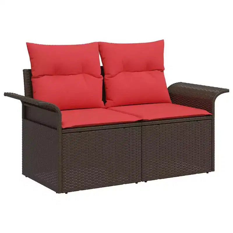 vidaXL Salon de jardin avec coussins 9 pcs Résine tressée marron