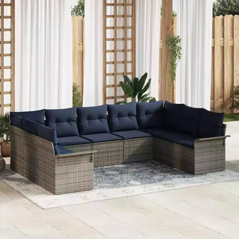 vidaXL Salon de jardin avec coussins 9 pcs Résine tressée marron