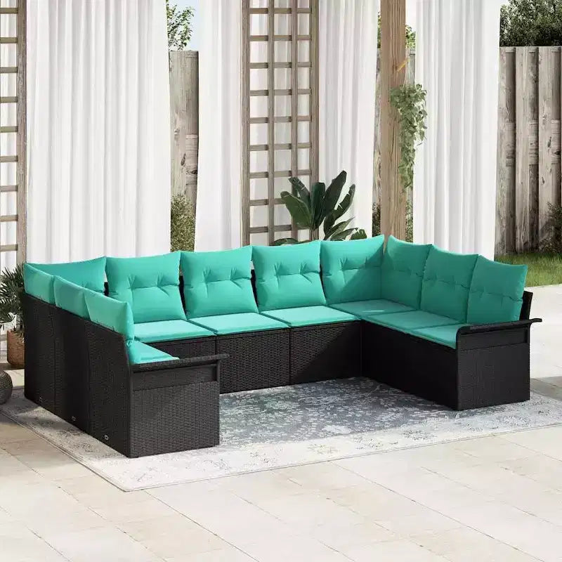 vidaXL Salon de jardin avec coussins 9 pcs Résine tressée marron