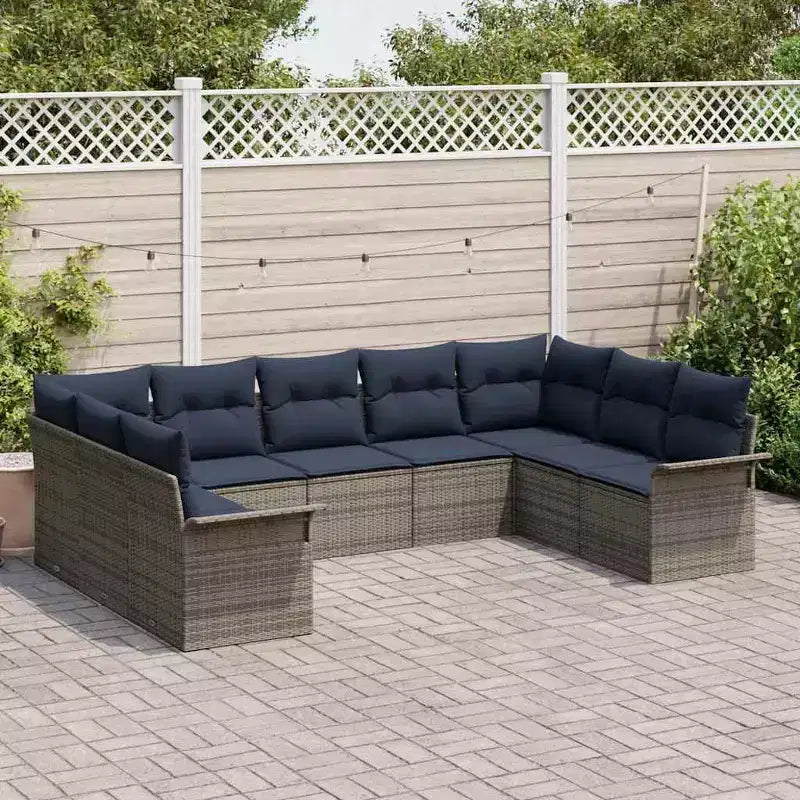 vidaXL Salon de jardin avec coussins 9 pcs Résine tressée marron