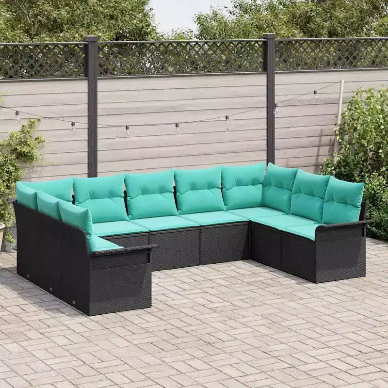 vidaXL Salon de jardin avec coussins 9 pcs Résine tressée marron