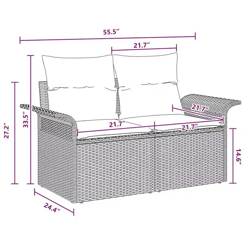 vidaXL Salon de jardin avec coussins 9 pcs Résine tressée marron