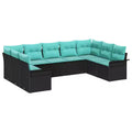 vidaXL Salon de jardin avec coussins 9 pcs Résine tressée marron