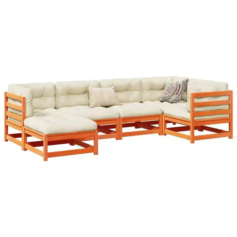 vidaXL Salon de jardin modulable avec pouf 6 pièces en pin massif