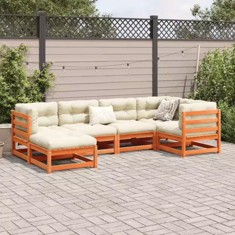 vidaXL Salon de jardin modulable avec pouf 6 pièces en pin massif