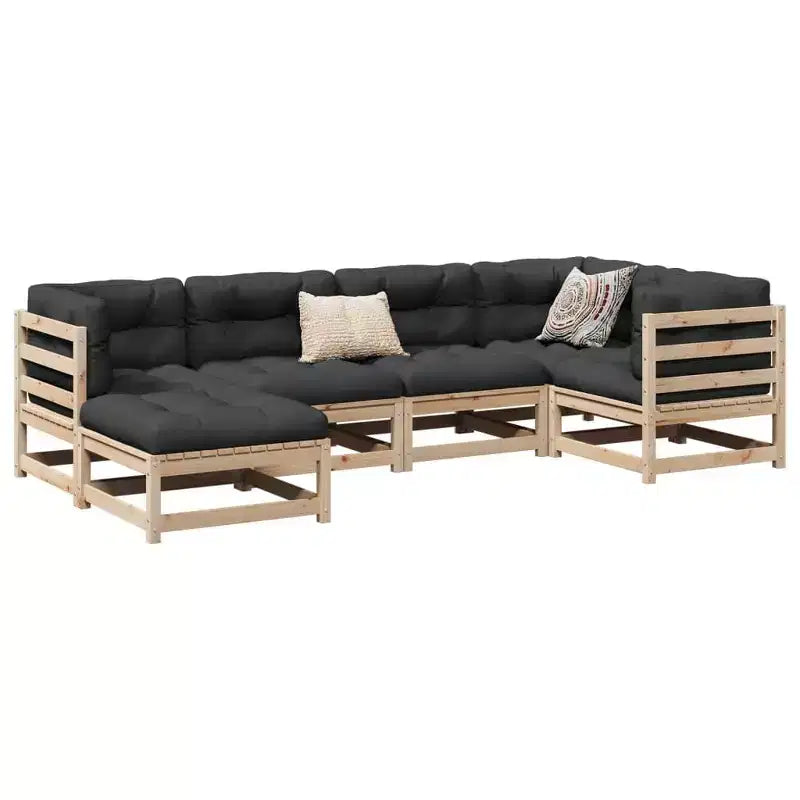 vidaXL Salon de jardin modulable avec pouf 6 pièces en pin massif
