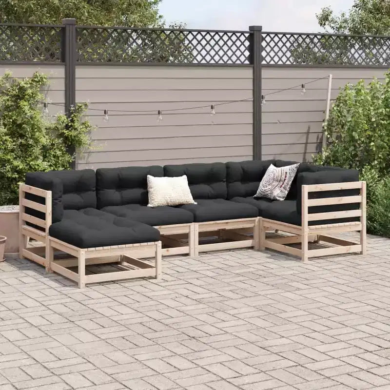 vidaXL Salon de jardin modulable avec pouf 6 pièces en pin massif
