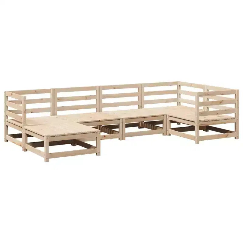 vidaXL Patio Sofa Set Modular Sofas and Footstool 6 Piece Solid Wood Pine