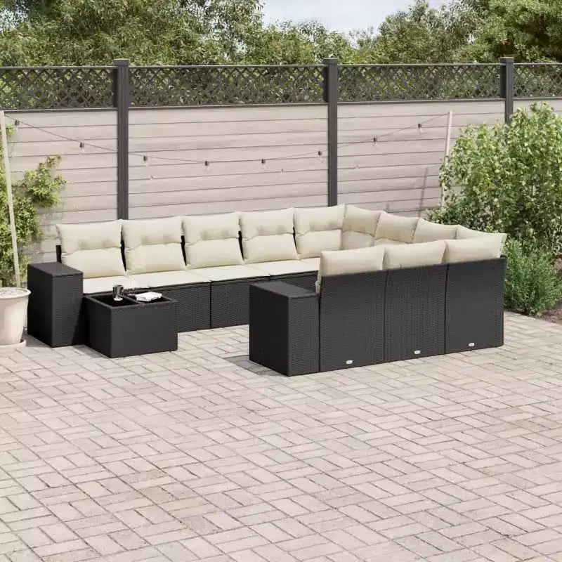 vidaXL Salon de jardin 11 pièces avec coussins en rotin synthétique modulable