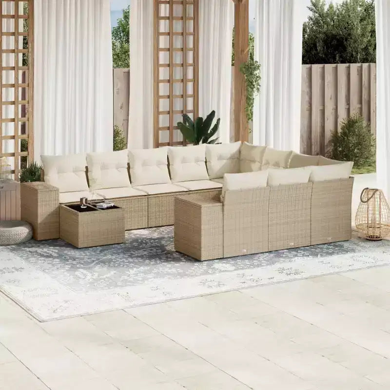 vidaXL Salon de jardin 11 pièces avec coussins en rotin synthétique modulable