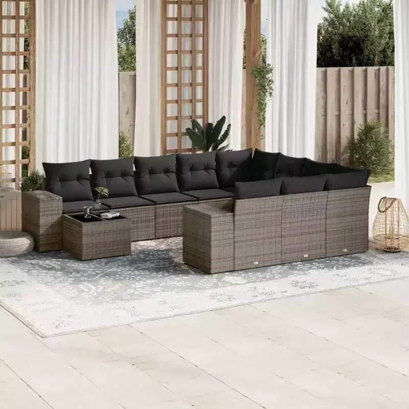 vidaXL Salon de jardin 11 pièces avec coussins en rotin synthétique modulable