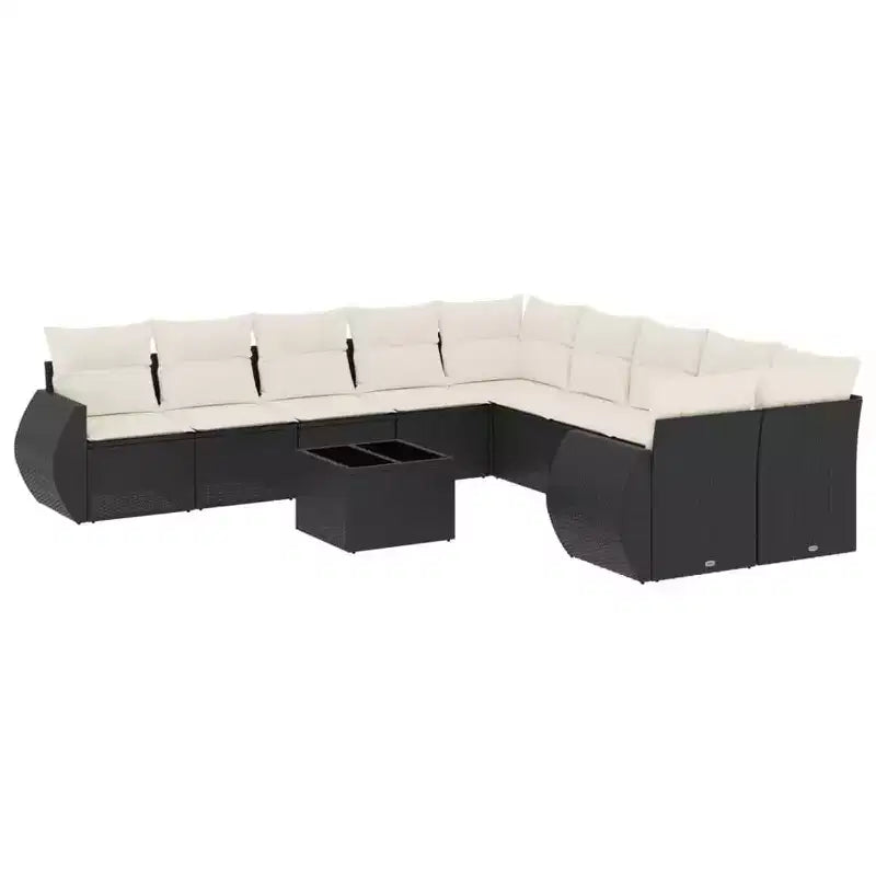 vidaXL 11 Piece Patio Sofa Set with Cushions Black Poly Rattan