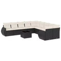 vidaXL 11 Piece Patio Sofa Set with Cushions Black Poly Rattan