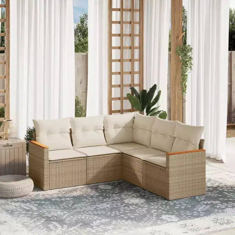 vidaXL Salon de jardin 6 pièces en résine tressée avec coussins