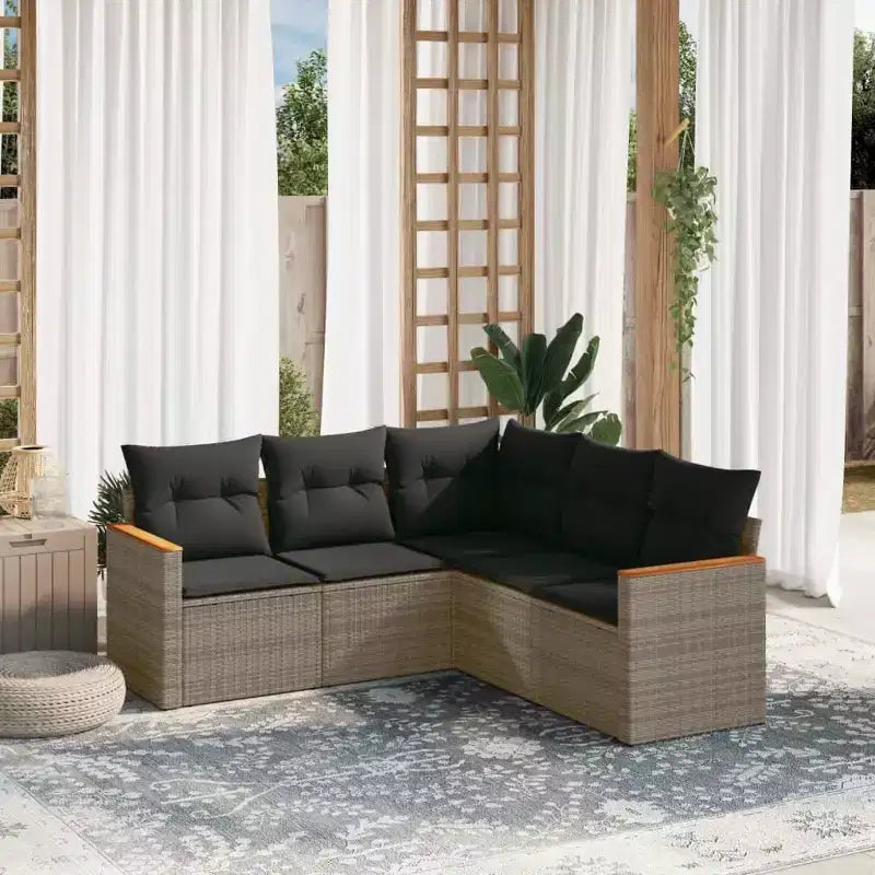 vidaXL Salon de jardin 6 pièces en résine tressée avec coussins