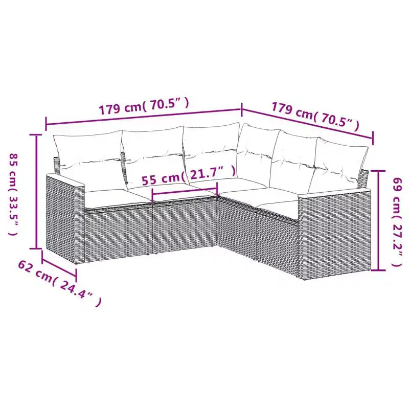 vidaXL Salon de jardin 6 pièces en résine tressée avec coussins