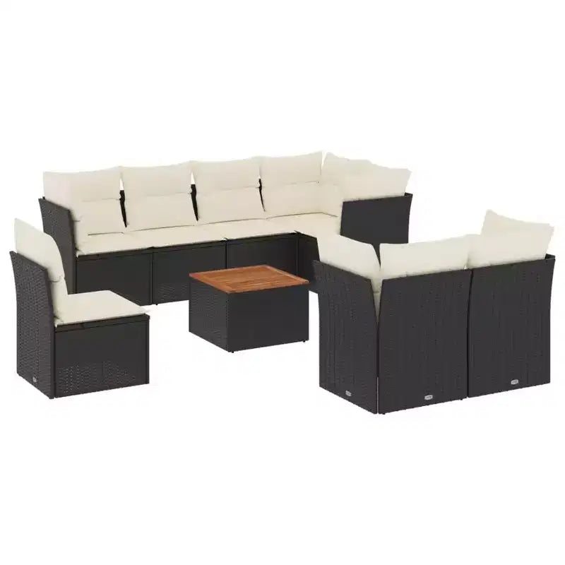 vidaXL 9 Piece Patio Sofa Set with Cushions Poly Rattan
