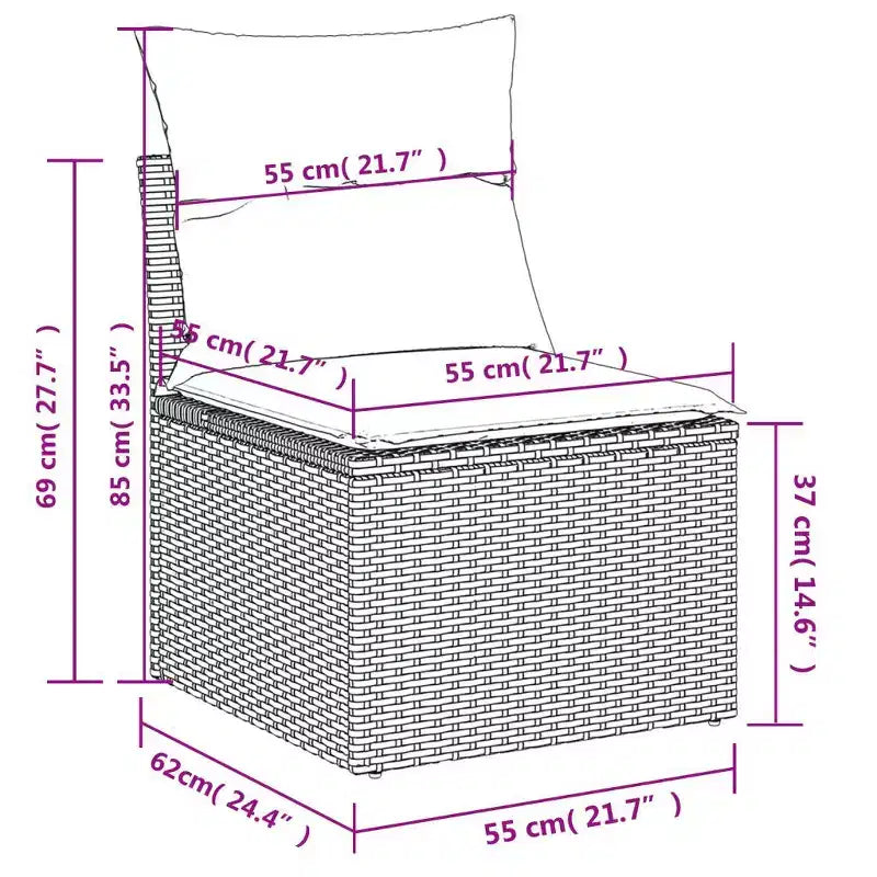 vidaXL Salon de jardin 9 pcs avec coussins résine tressée