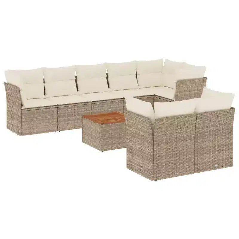 vidaXL Salon de jardin 9 pcs avec coussins résine tressée