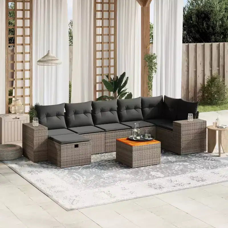 vidaXL Salon de jardin 8 pièces en résine tressée avec coussins