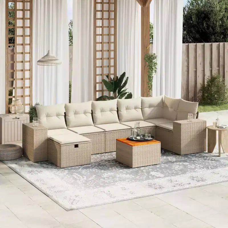 vidaXL Salon de jardin 8 pièces en résine tressée avec coussins