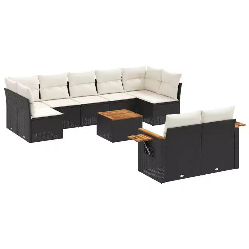 vidaXL 10 Piece Patio Sofa Set with Cushions, Poly Rattan Outdoor Sectional, Multiple Colors/Models