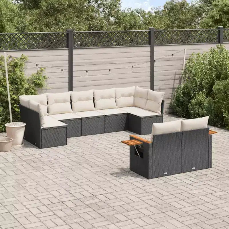 vidaXL Ensemble de canapé de jardin 10 pièces avec coussins, sectionnel d'extérieur en résine tressée, plusieurs couleurs/modèles
