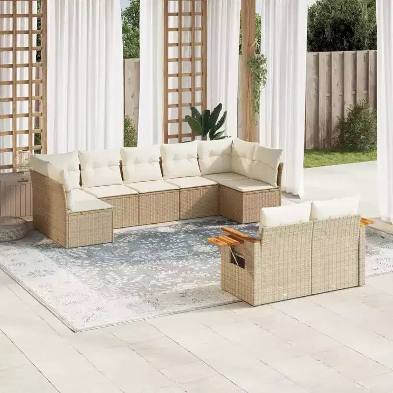 vidaXL Ensemble de canapé de jardin 10 pièces avec coussins, sectionnel d'extérieur en résine tressée, plusieurs couleurs/modèles