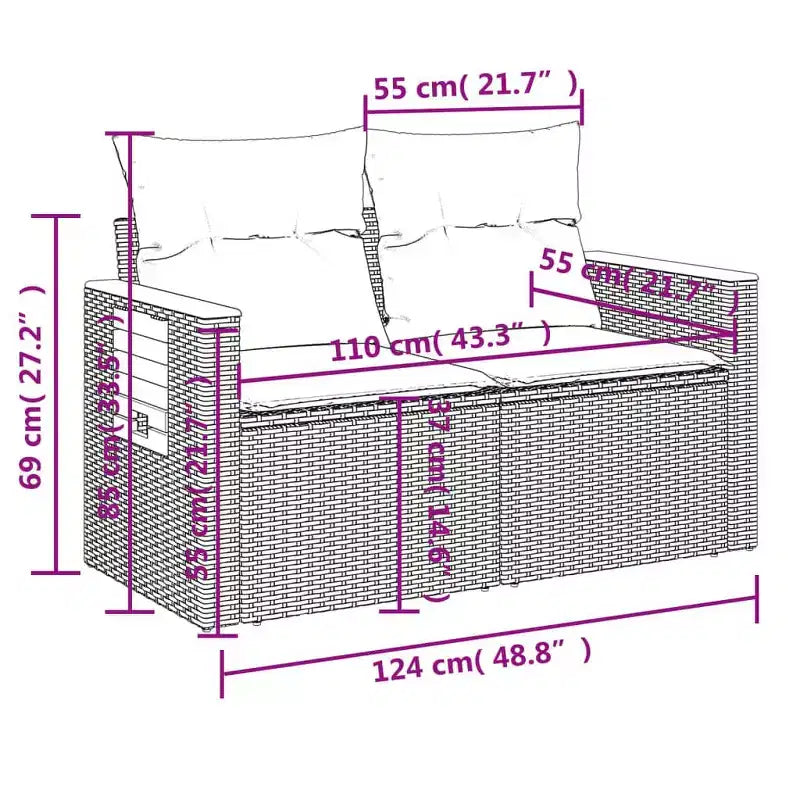 vidaXL Ensemble de canapé de jardin 10 pièces avec coussins, sectionnel d'extérieur en résine tressée, plusieurs couleurs/modèles
