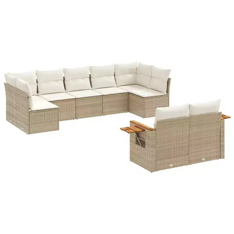 vidaXL Ensemble de canapé de jardin 10 pièces avec coussins, sectionnel d'extérieur en résine tressée, plusieurs couleurs/modèles