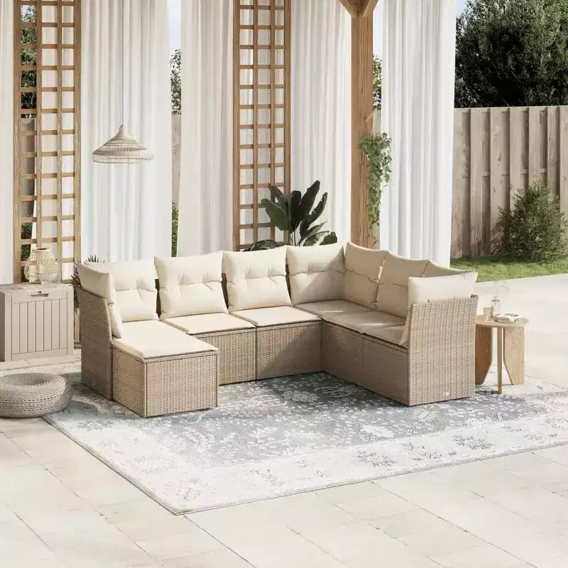 vidaXL Ensemble de canapés de jardin 7 pièces avec coussins, résine tressée