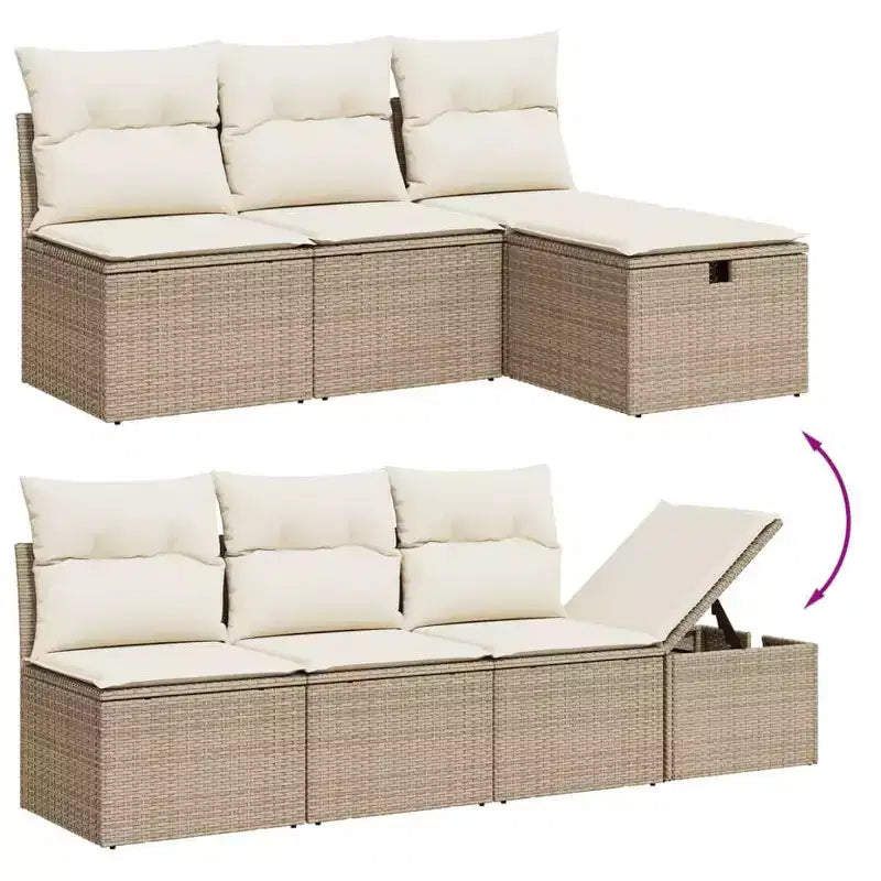 vidaXL Ensemble de canapés de jardin 7 pièces avec coussins, résine tressée