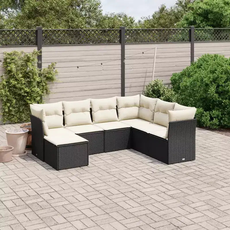 vidaXL Ensemble de canapés de jardin 7 pièces avec coussins, résine tressée