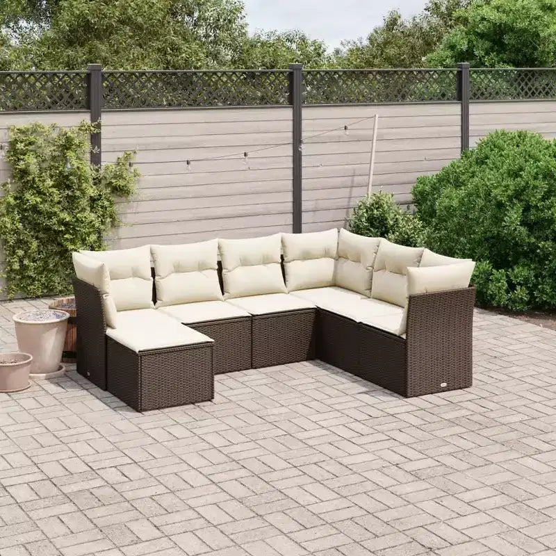 vidaXL Ensemble de canapés de jardin 7 pièces avec coussins, résine tressée