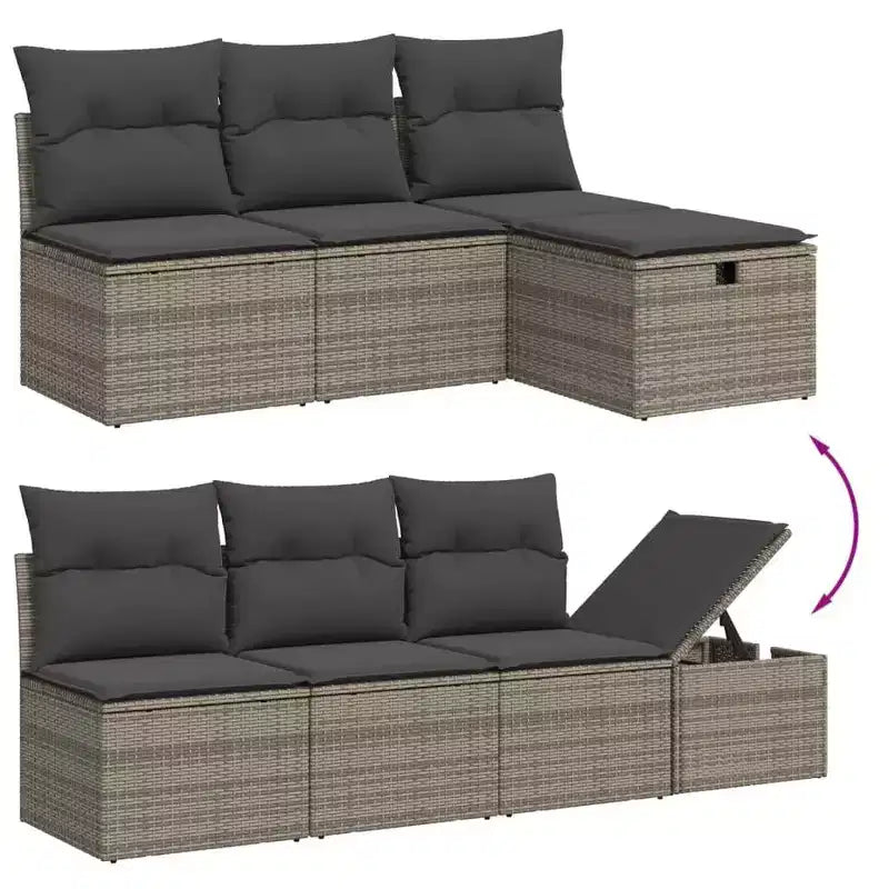 vidaXL Ensemble de canapés de jardin 7 pièces avec coussins, résine tressée