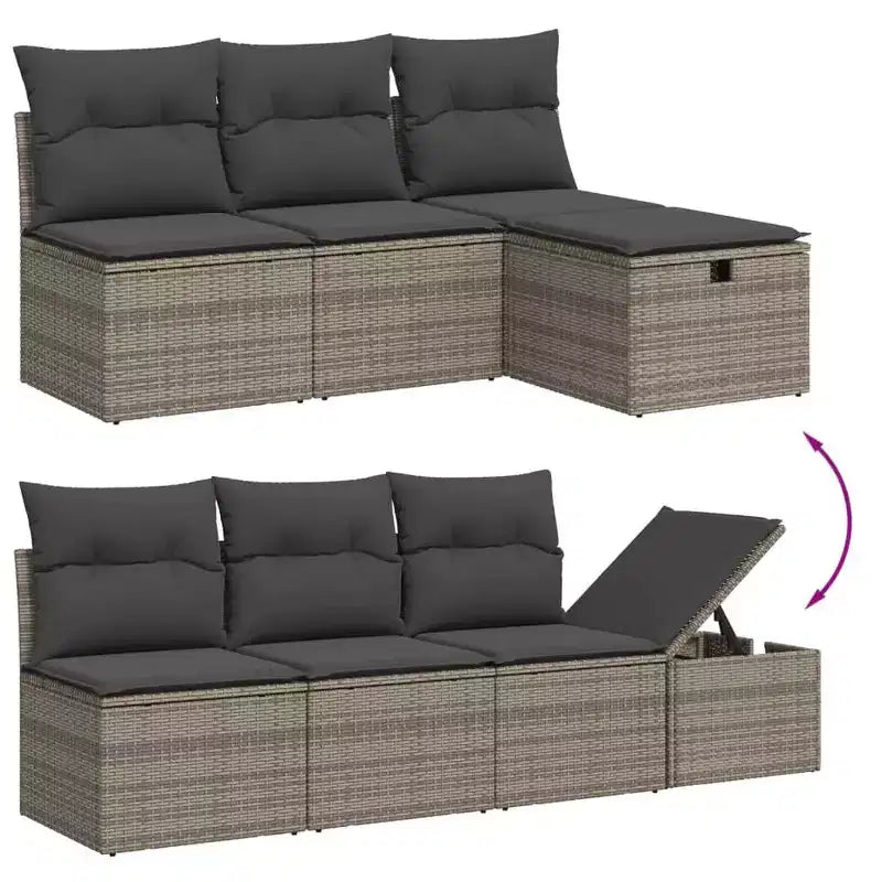vidaXL Ensemble de canapés de jardin 7 pièces avec coussins, résine tressée