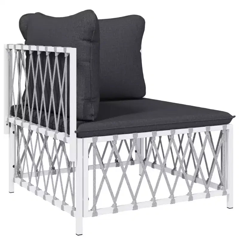 vidaXL Salon de jardin 6 pièces avec coussins en acier blanc