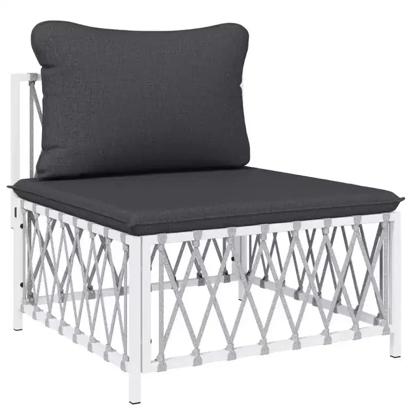 vidaXL Salon de jardin 6 pièces avec coussins en acier blanc