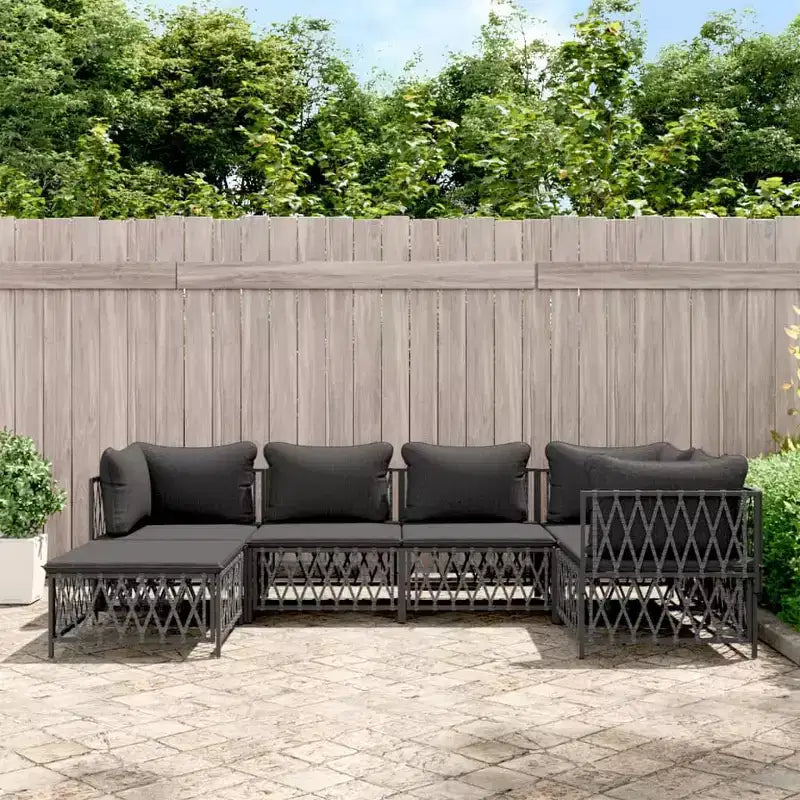 vidaXL Salon de jardin 6 pièces avec coussins en acier blanc