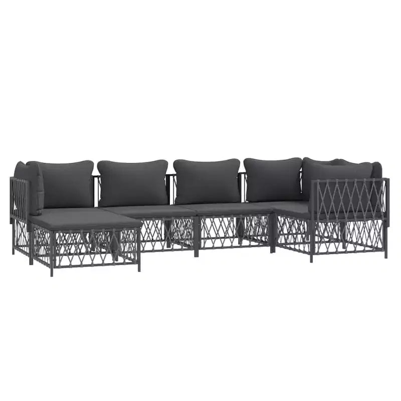 vidaXL Salon de jardin 6 pièces avec coussins en acier blanc