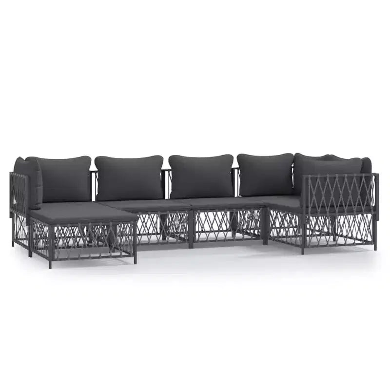 vidaXL 6 Piece Patio Lounge Set with Cushions White Steel