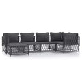 vidaXL 6 Piece Patio Lounge Set with Cushions White Steel