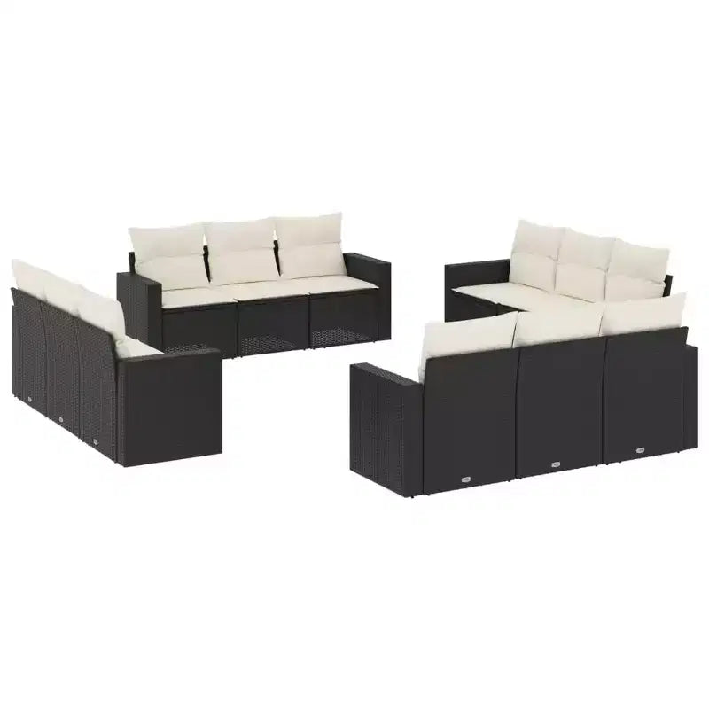 vidaXL Garden Sofa Set Black PE rattan, Powder-coated steel, Polyester