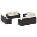 vidaXL Garden Sofa Set Black PE rattan, Powder-coated steel, Polyester