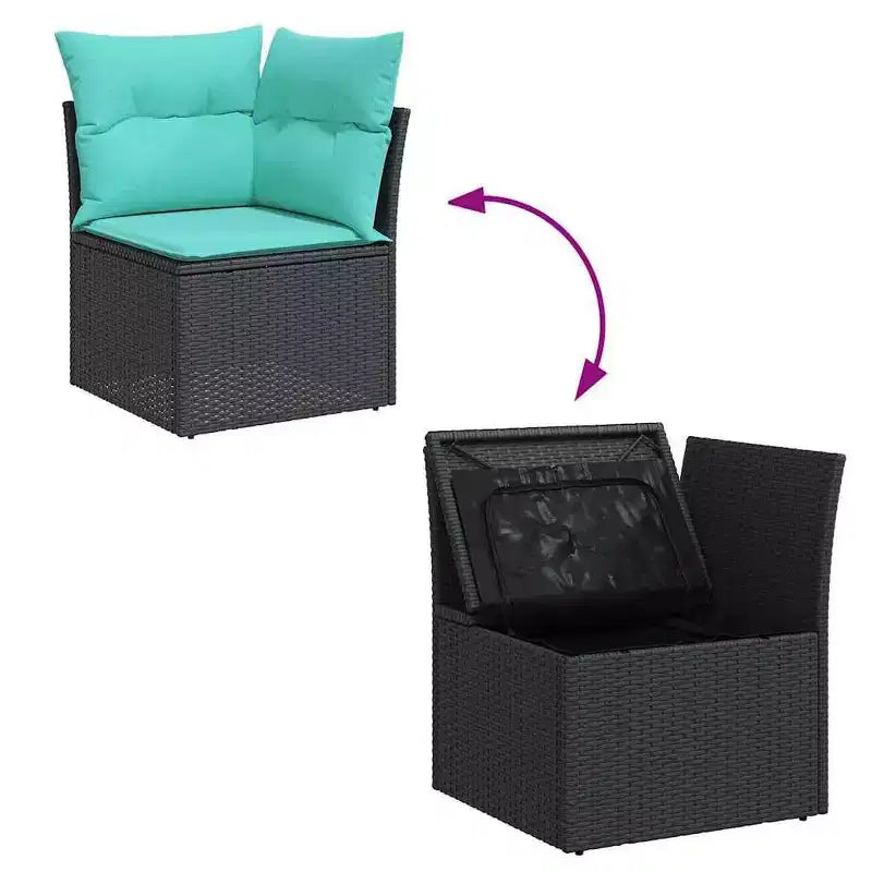 vidaXL Ensemble de canapés de jardin 13 pièces avec coussins résine tressée noir